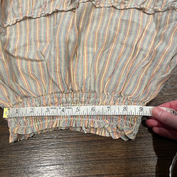 NWT Marine Layer Sz S Smocked Mini Skirt Multi Stripe Pull On Lyocell Linen - Picture 6 of 9